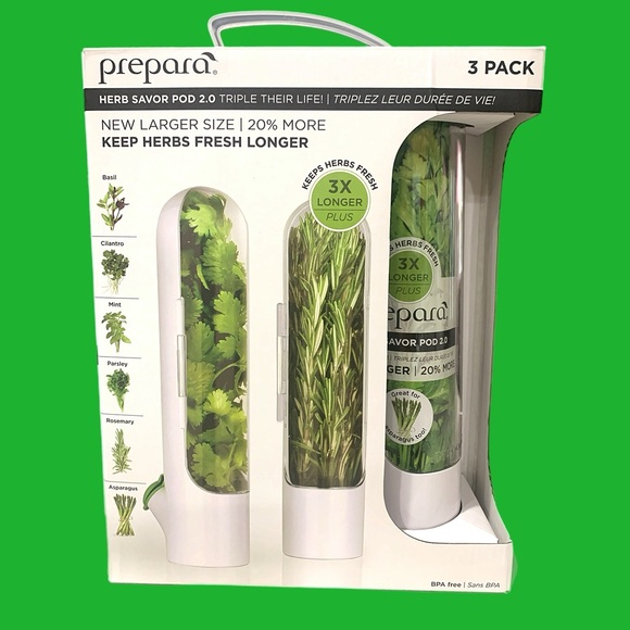 Prepara Other - White Plastic Herb Food Storage Container (3 Count) NWT